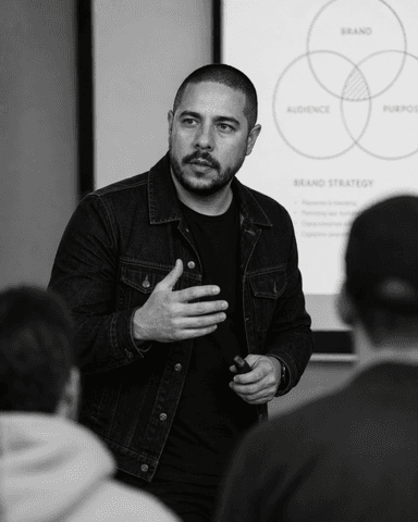 Luis Miguel Caamaño teaching a brand strategy class
